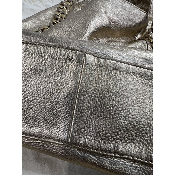 Michael Kors Gold Leather Shoulder Bag w/ Chain Accent & Canvas Storage Bag MK - Picture 11 of 13
